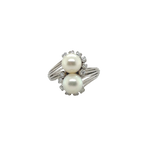 Bague Toi et Moi - Or Blanc - Perles de culture et Diamants