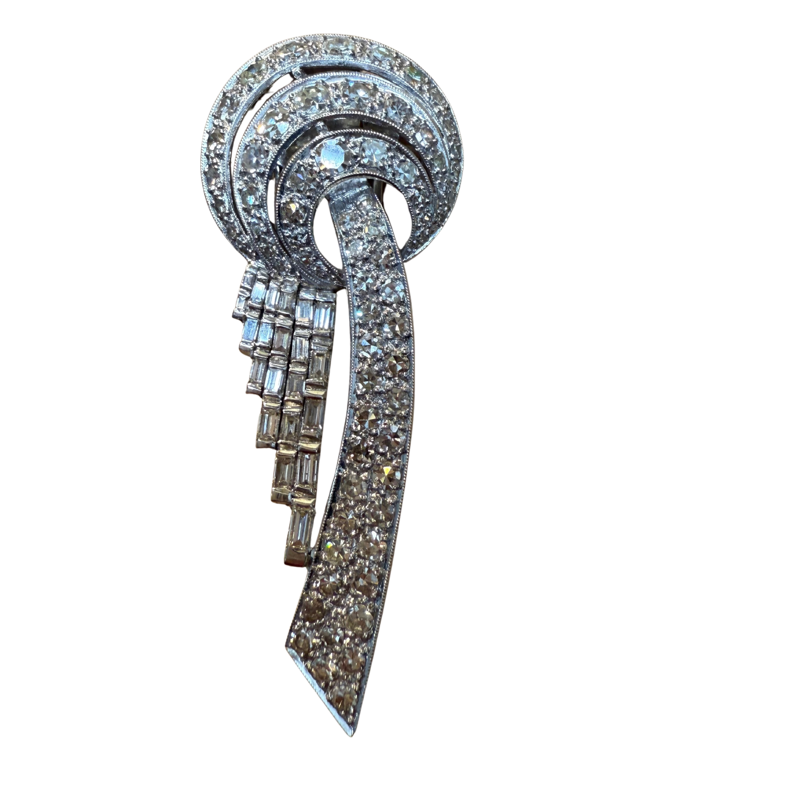 Broche Art Déco en platine et diamants – Pièce transformable