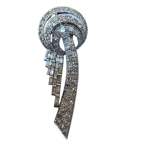 Broche Art Déco en platine et diamants – Pièce transformable