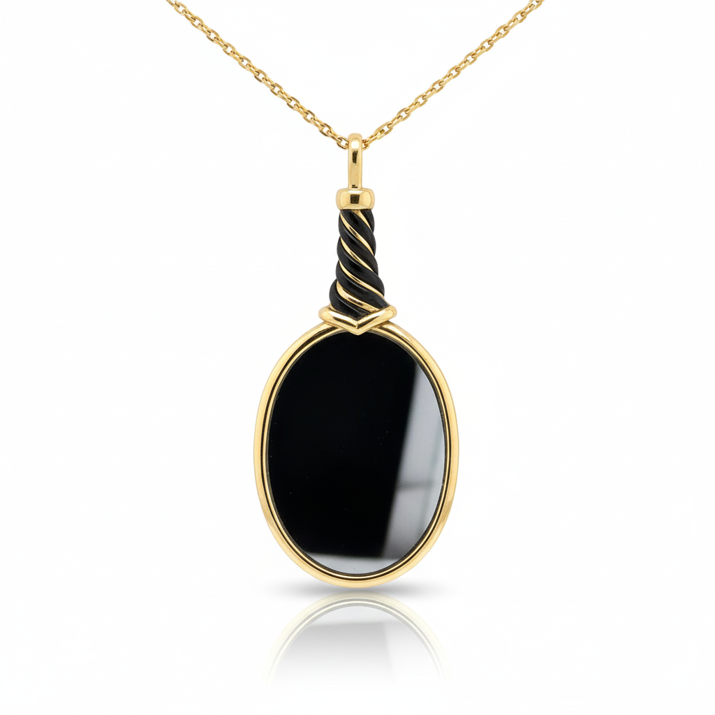 Vintage - Mirror Pendant - Yellow Gold