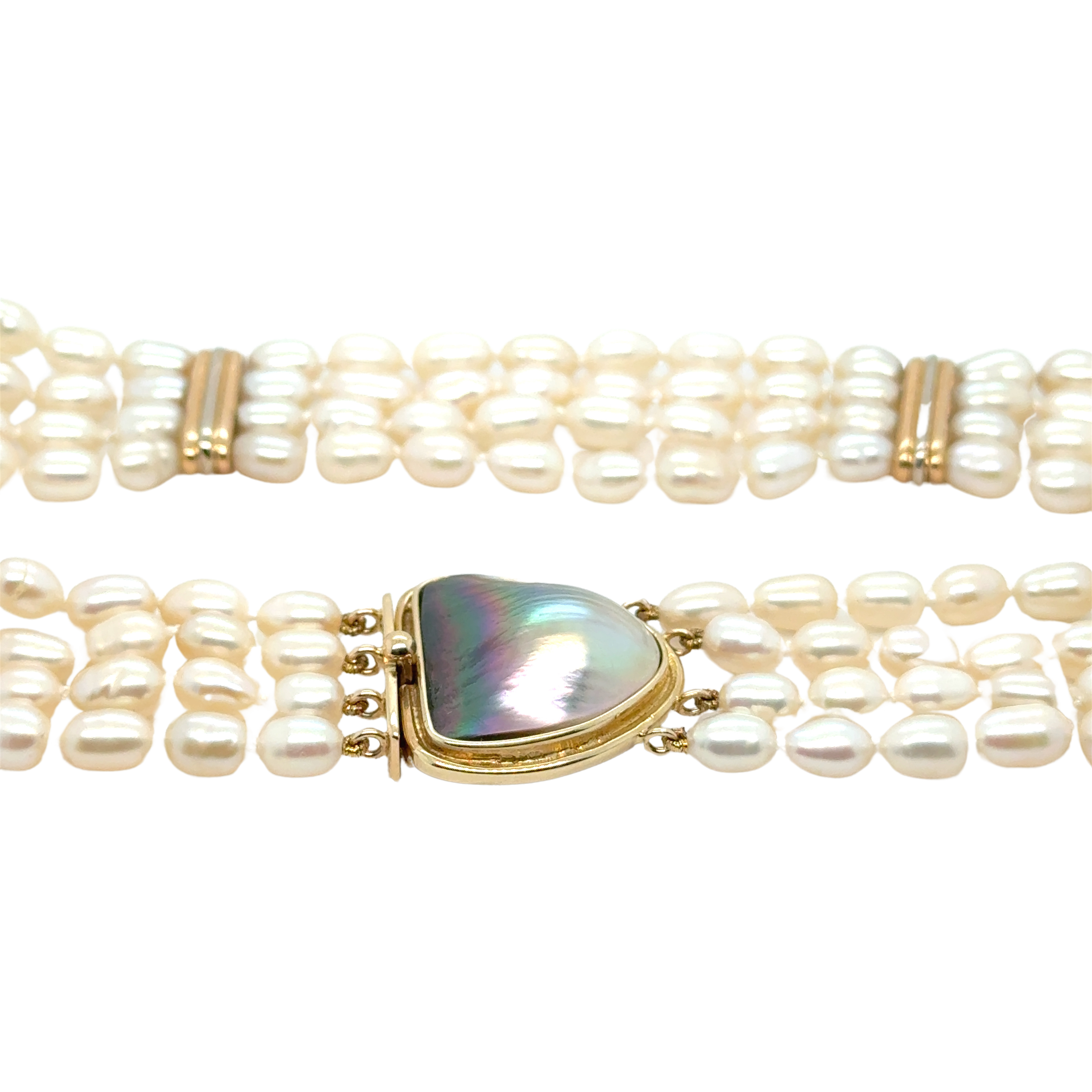 Vintage - Collier Ras de cou or Jaune et Perles de culture Baroque