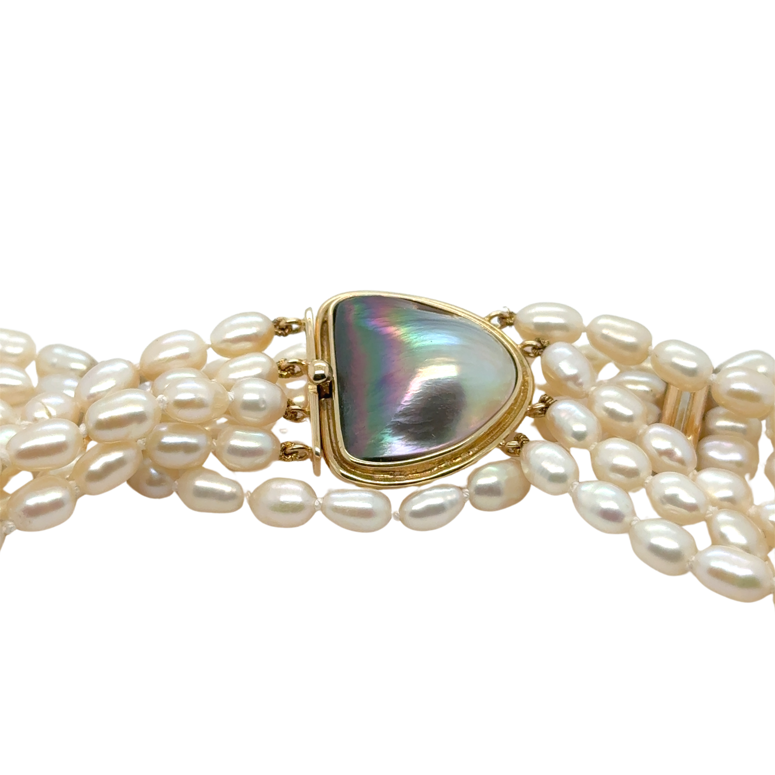Vintage - Collier Ras de cou or Jaune et Perles de culture Baroque
