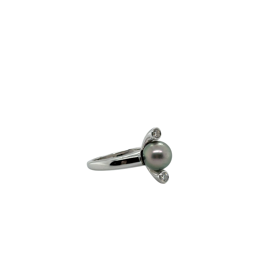 Bague Or Blanc - Perles de Tahiti et Diamants