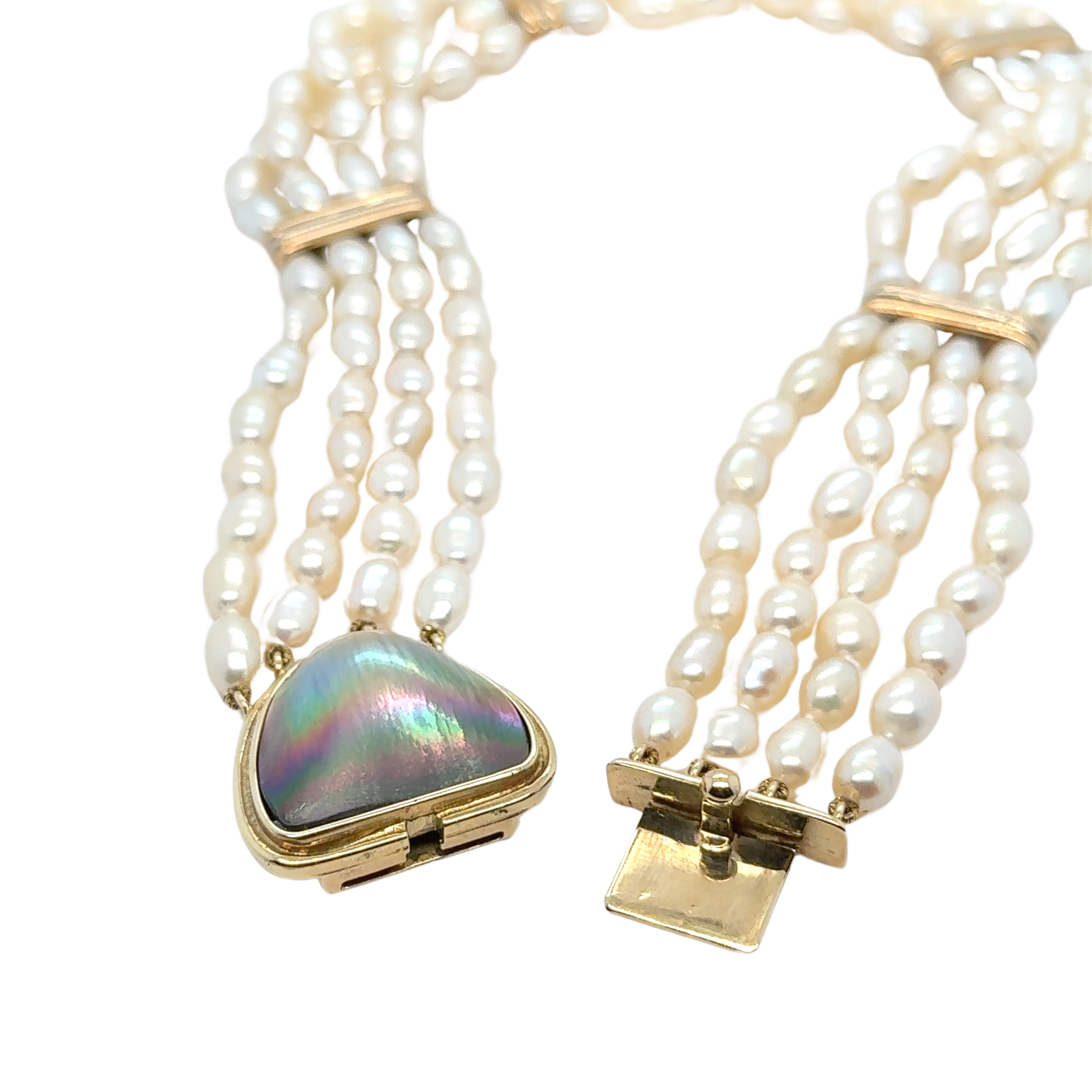 Vintage - Collier Ras de cou or Jaune et Perles de culture Baroque