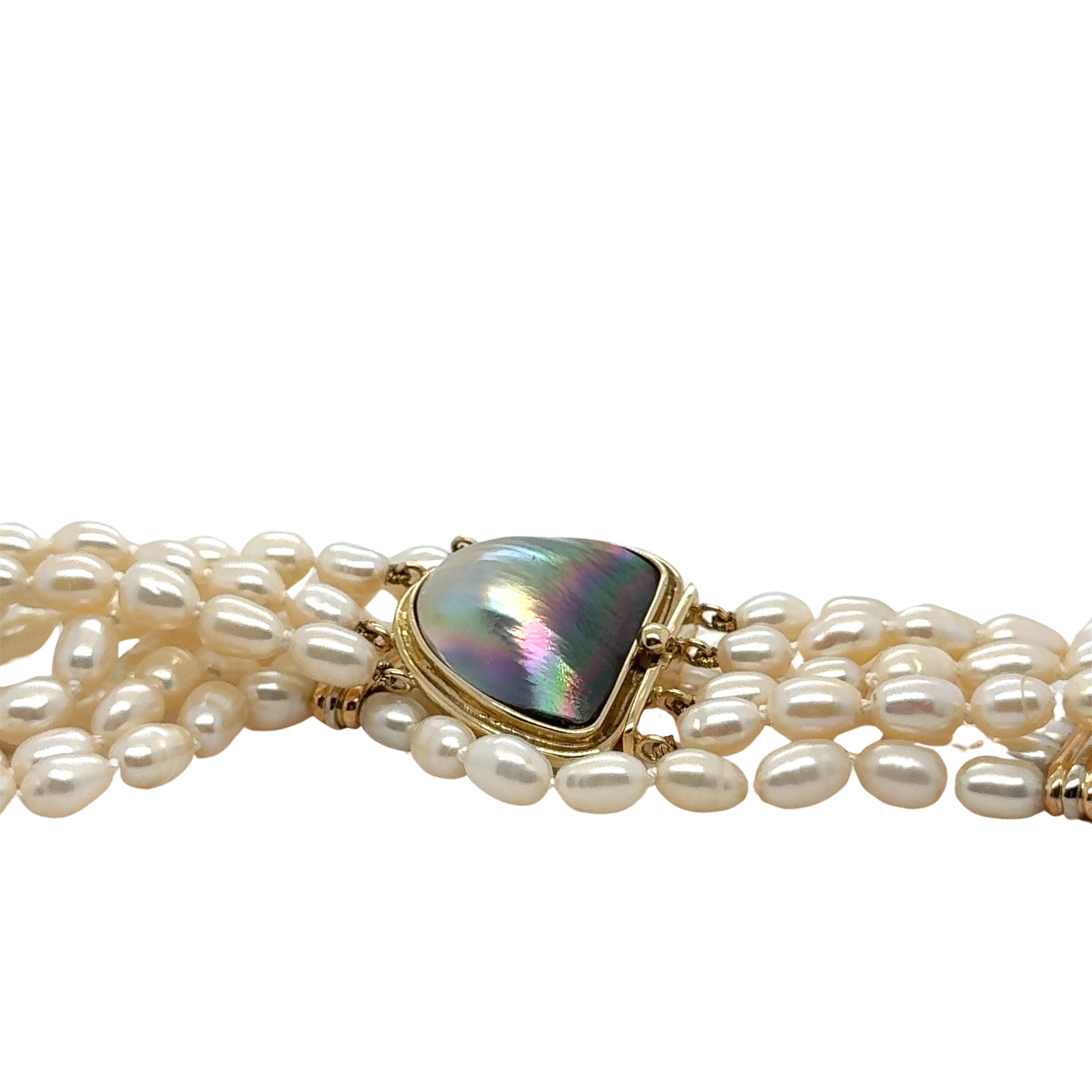 Vintage - Collier Ras de cou or Jaune et Perles de culture Baroque