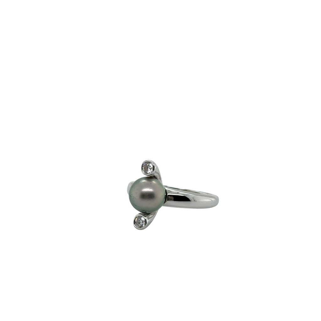 Bague Or Blanc - Perles de Tahiti et Diamants