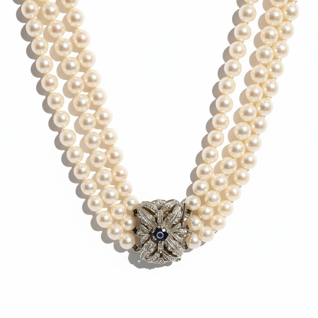 Collier Perles de Culture en dégradé - Fermoir Or Blanc