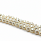 Bracelet de perles de culture - 3 rangs - Or blanc et diamants