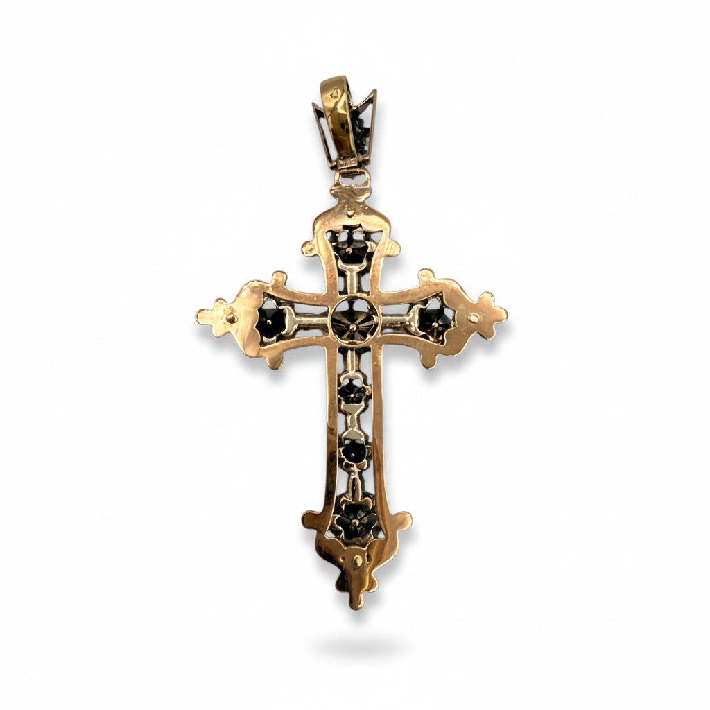 Croix Mistralienne - Or Rose et Argent - Diamants