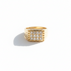 Bague chevalière - Or jaune et Diamants
