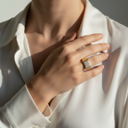 Bague chevalière - Or jaune et Diamants