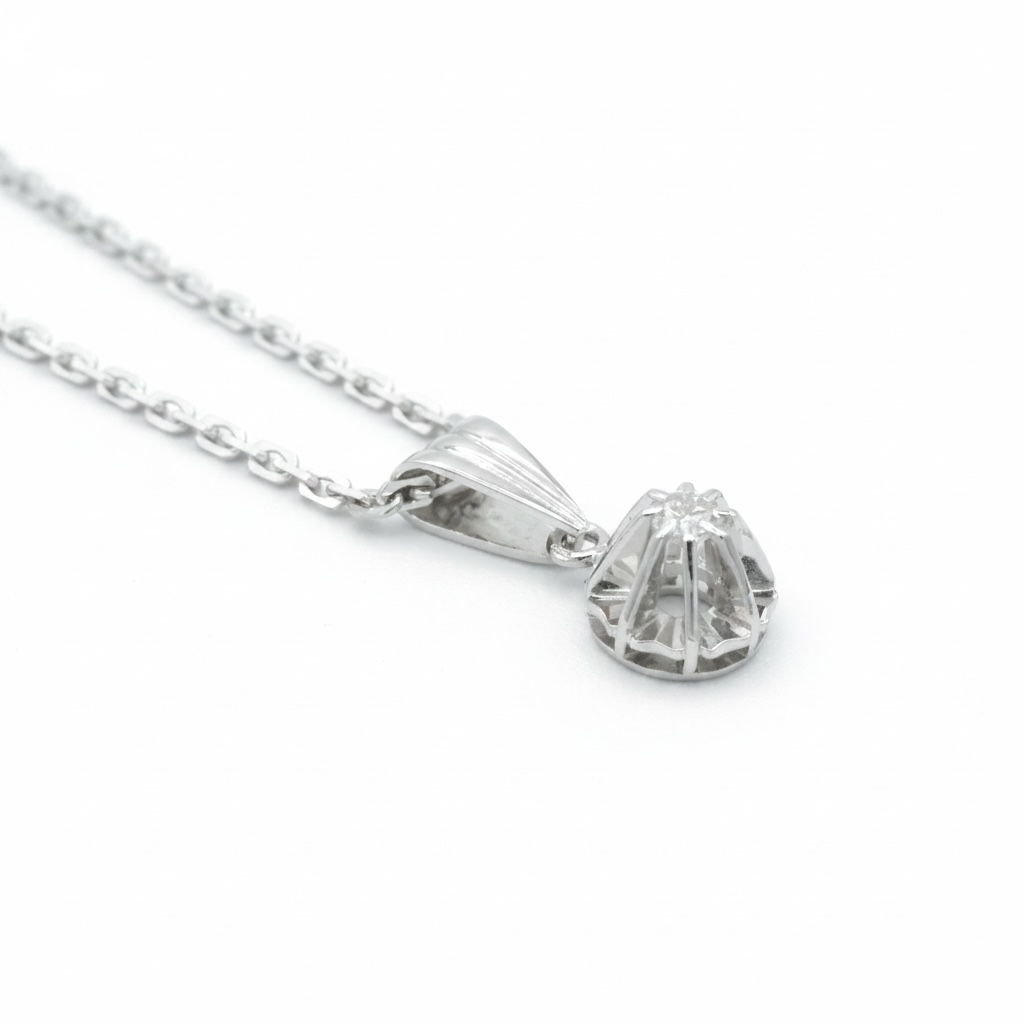 Collier pendentif - Or blanc et Diamant