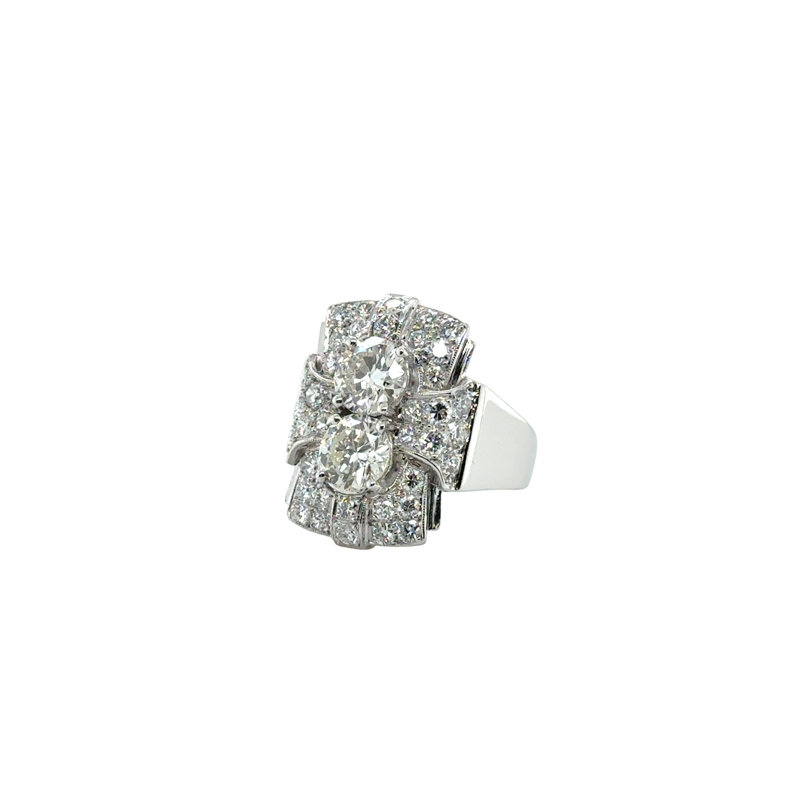 Art déco - Bague Platine - Diamants 3,72 carats