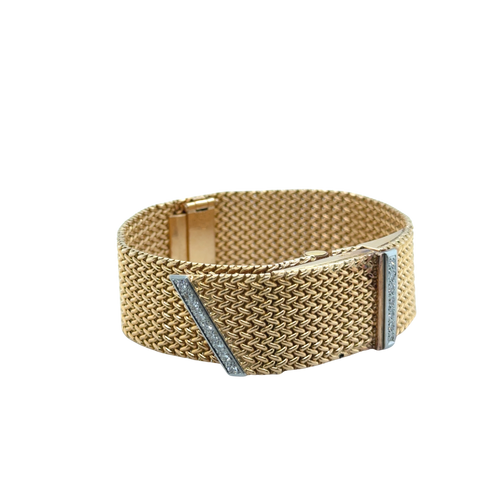 Bracelet Montre Ruban Tressé - Or jaune et Diamants