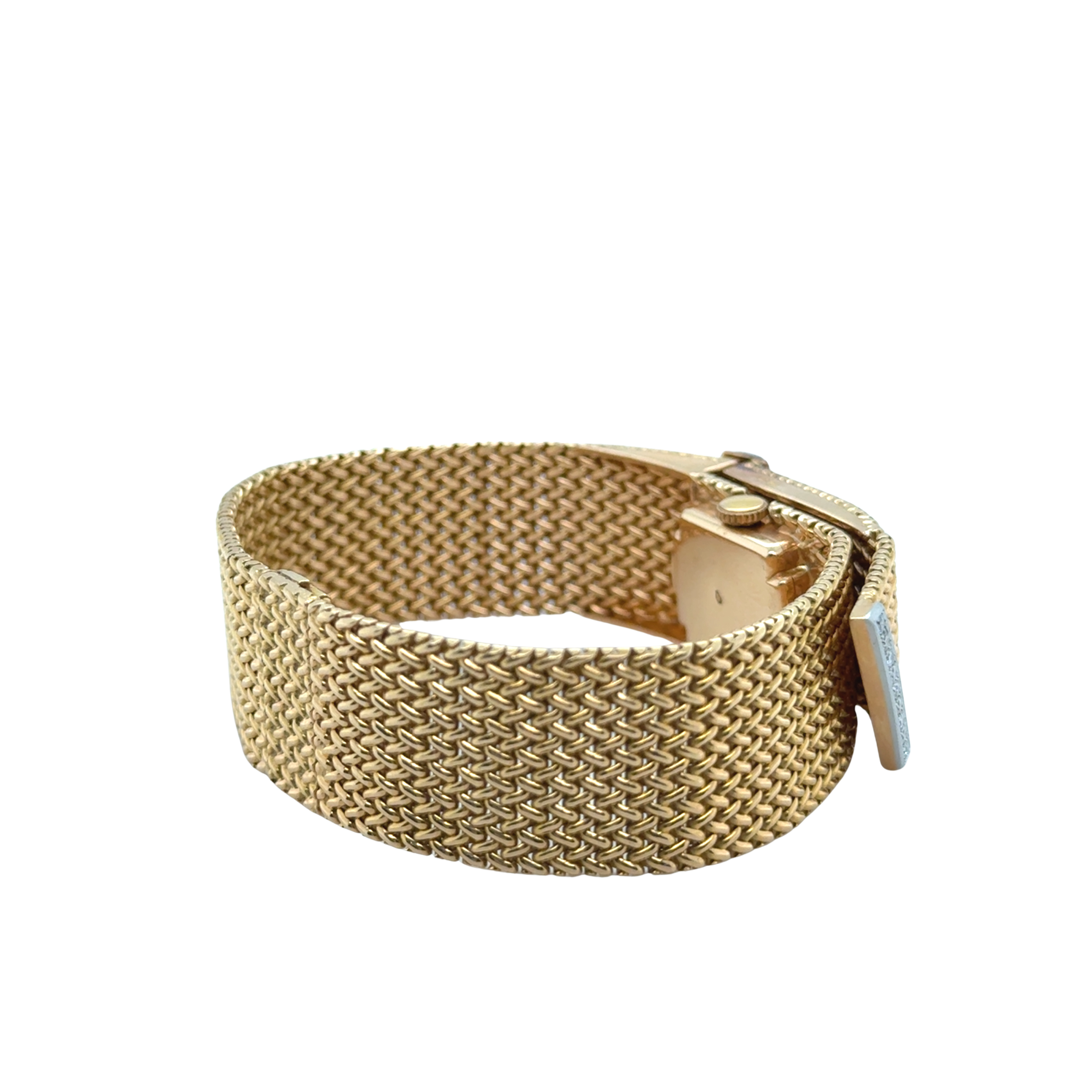 Bracelet Montre Ruban Tressé - Or jaune et Diamants