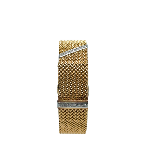 Bracelet Montre Ruban Tressé - Or jaune et Diamants