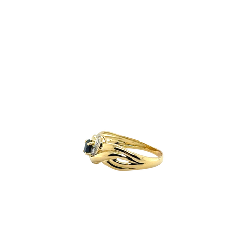 Vintage - Bague Or jaune - Saphir et Diamants
