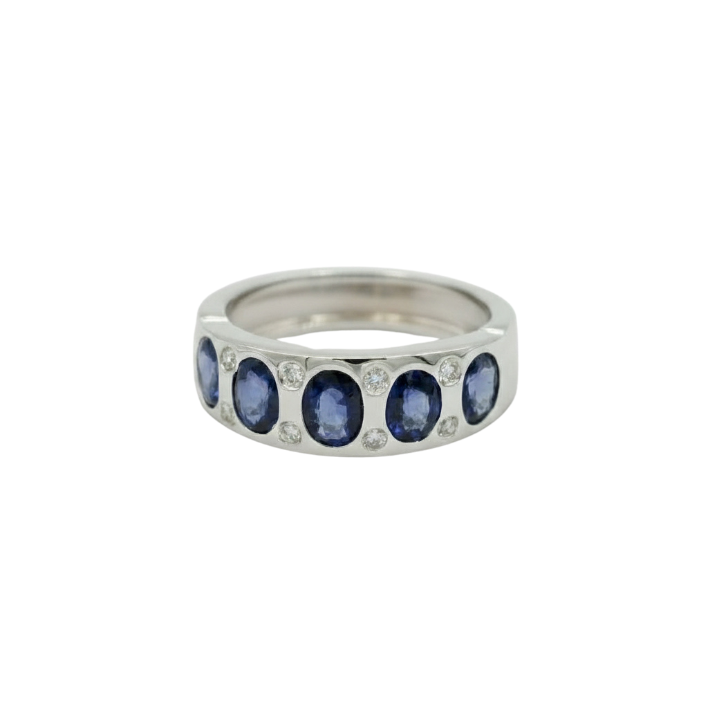 Bague Or Blanc - Saphirs et Diamants