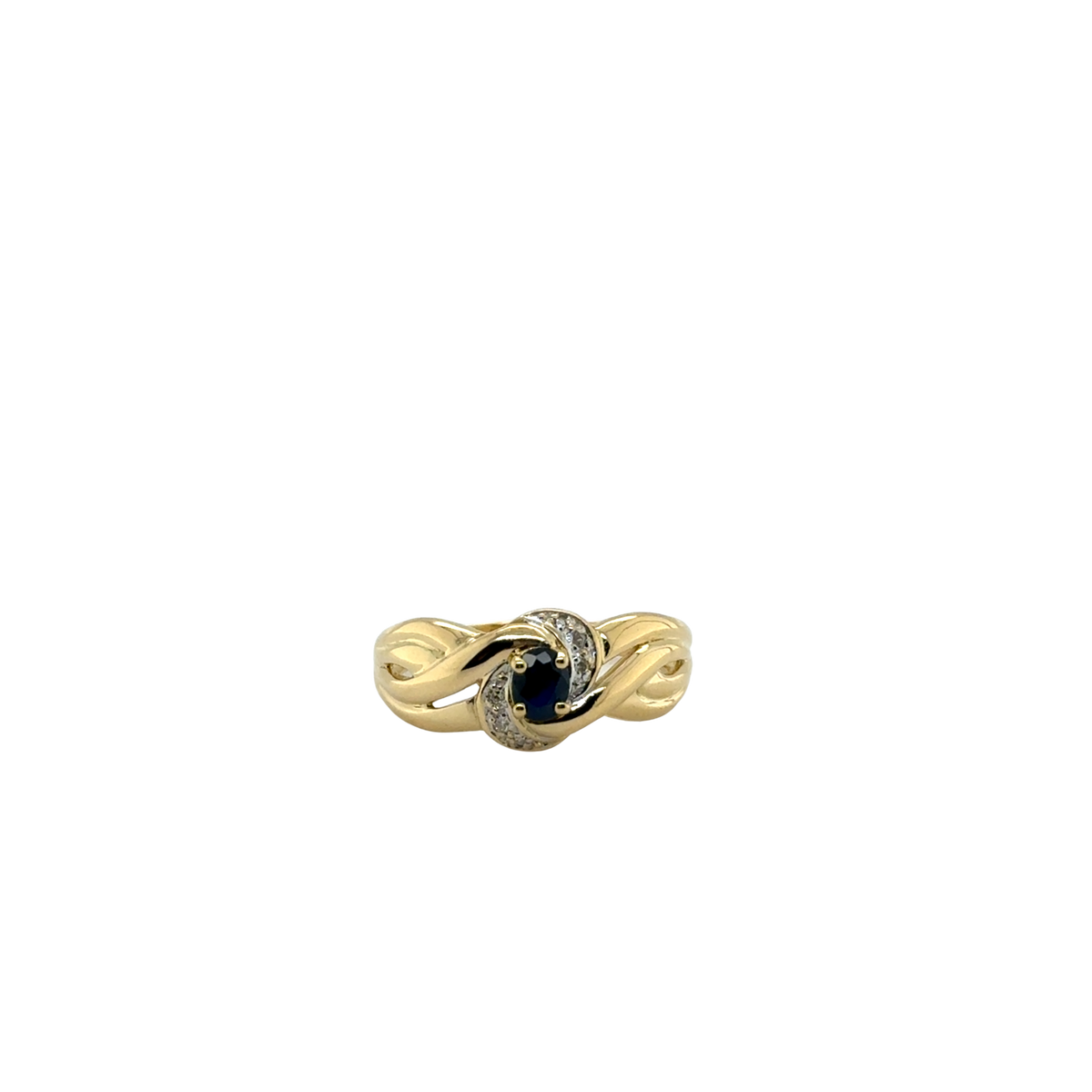 Vintage - Bague Or jaune - Saphir et Diamants