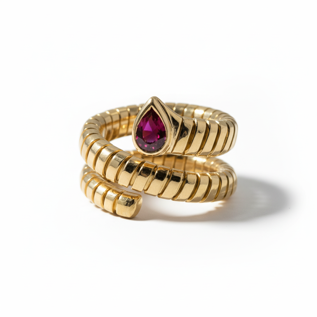 Bulgari - Serpenti Ring in Yellow Gold and Tourmaline