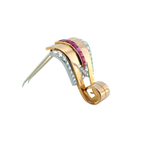 Broche Or rose - Diamants et Rubis - Année 40