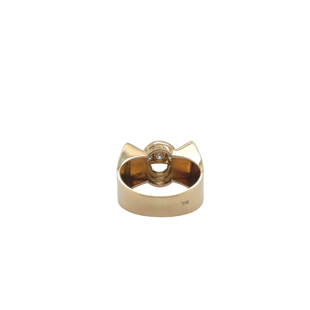 Tank Ring - Yellow Gold and Platinum - Diamonds