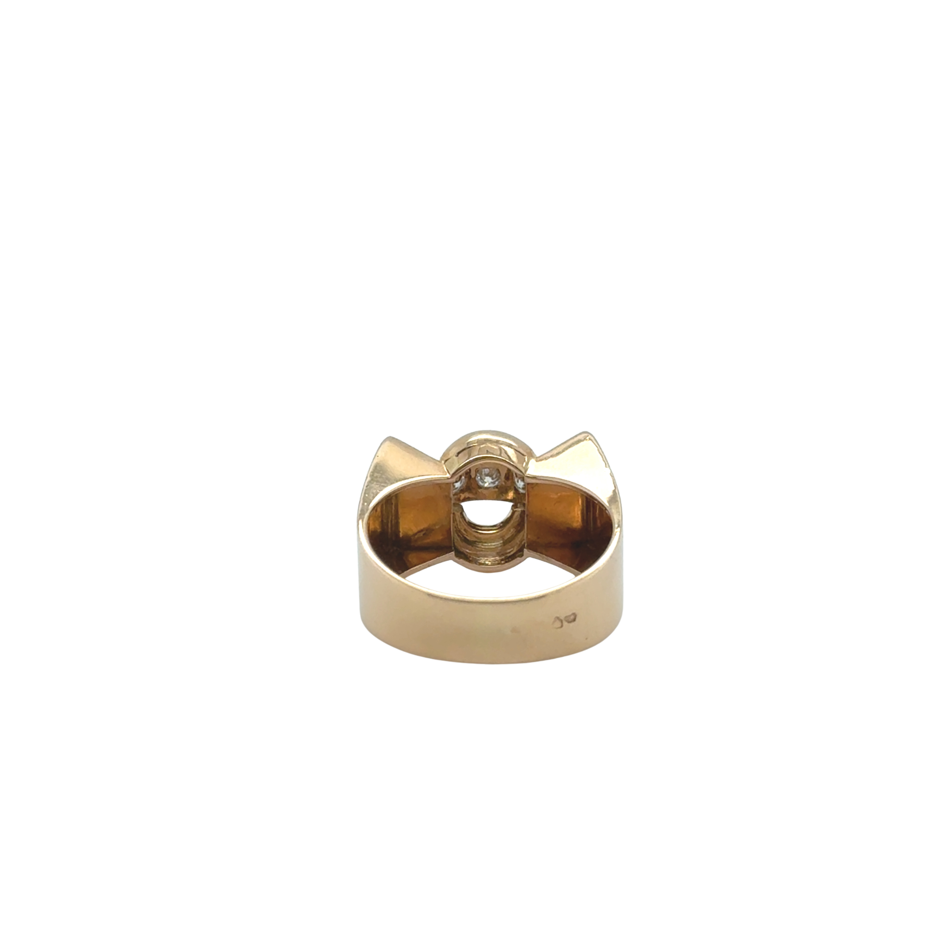 Tank Ring - Yellow Gold and Platinum - Diamonds