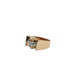 Tank Ring - Yellow Gold and Platinum - Diamonds