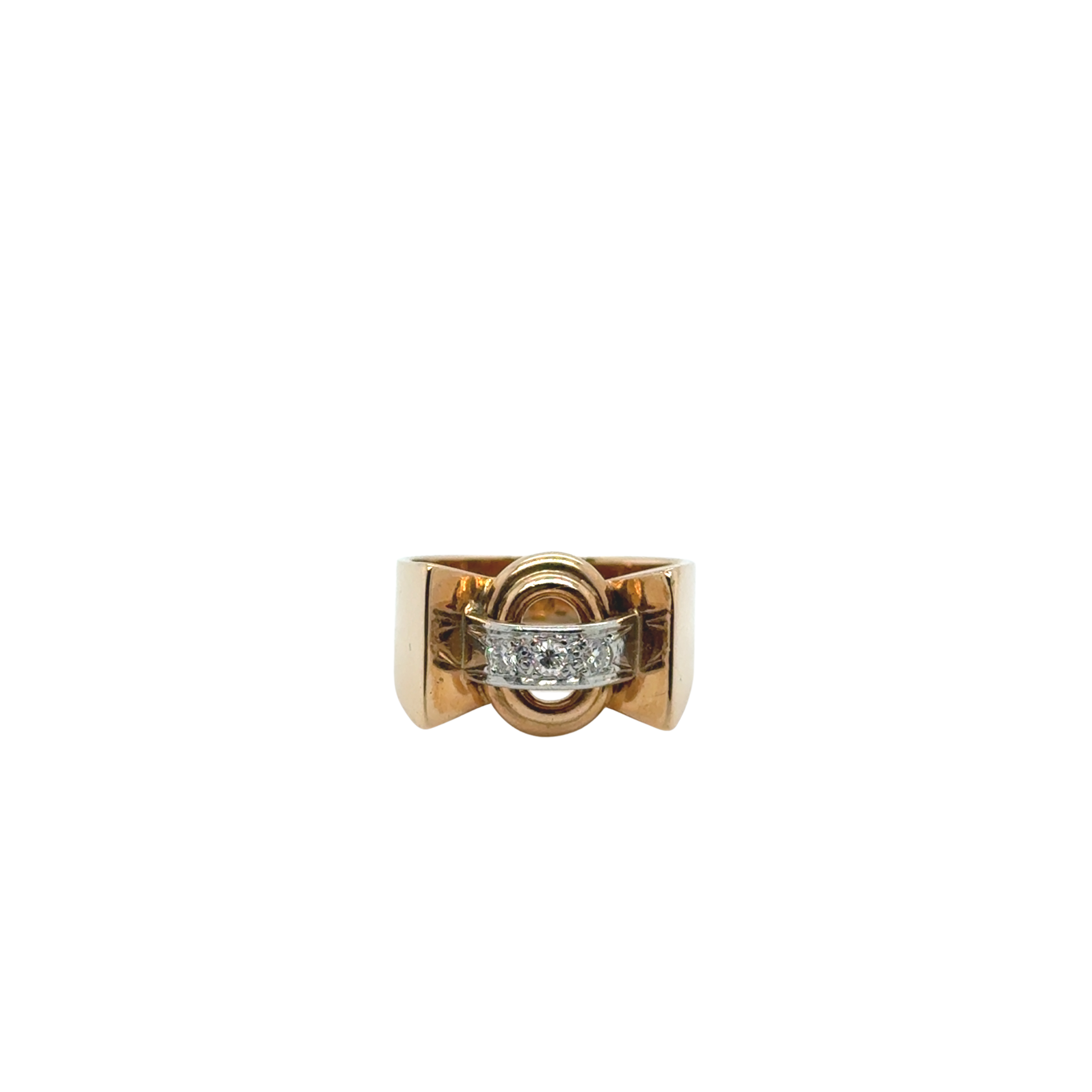 Bague Tank - Or Jaune et platine - Diamants