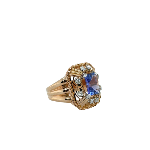 Vintage Ring - Rose Gold - Tanzanite and Diamonds
