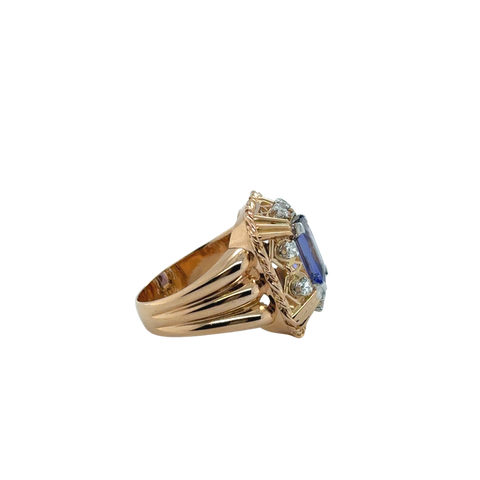 Vintage Ring - Rose Gold - Tanzanite and Diamonds