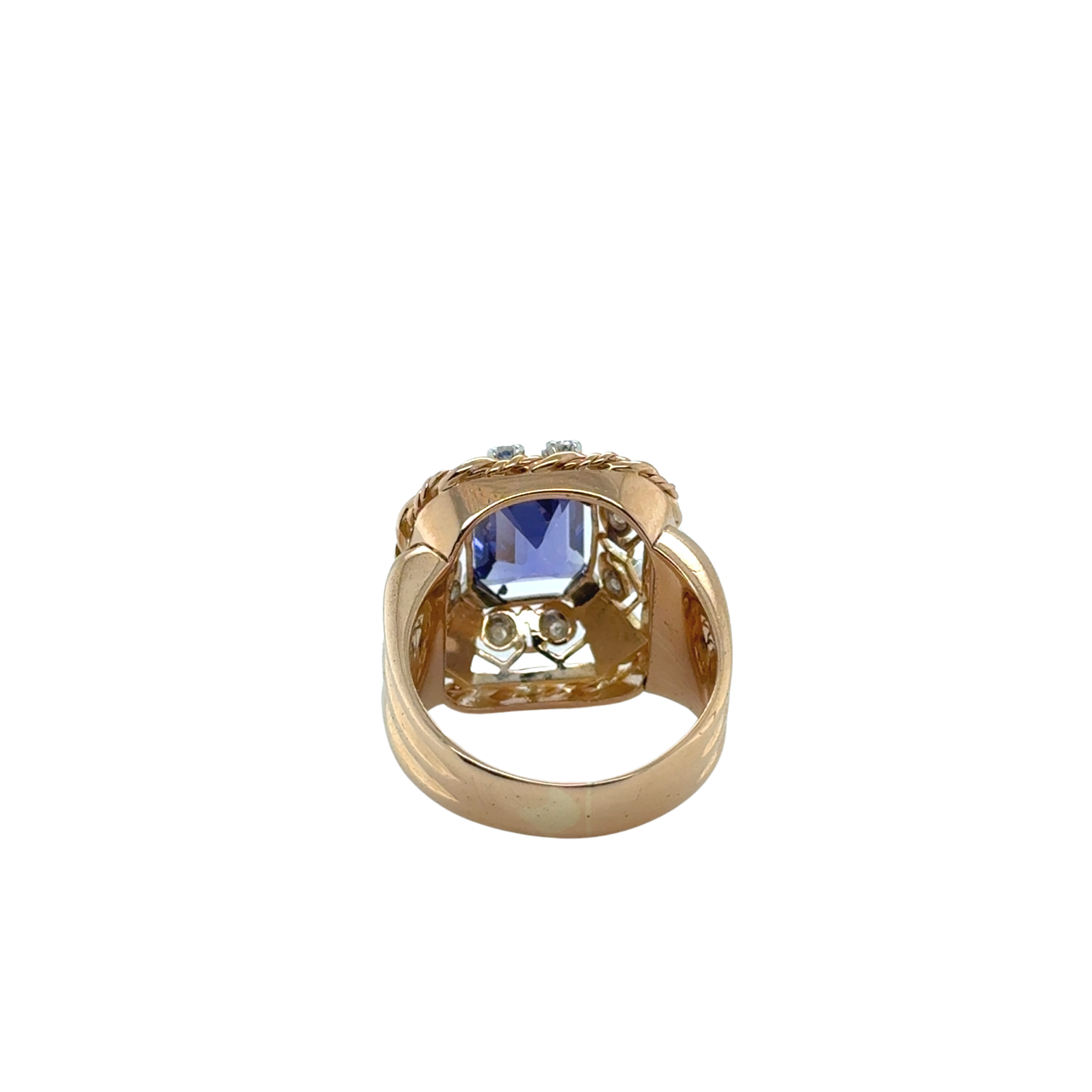 Vintage Ring - Rose Gold - Tanzanite and Diamonds