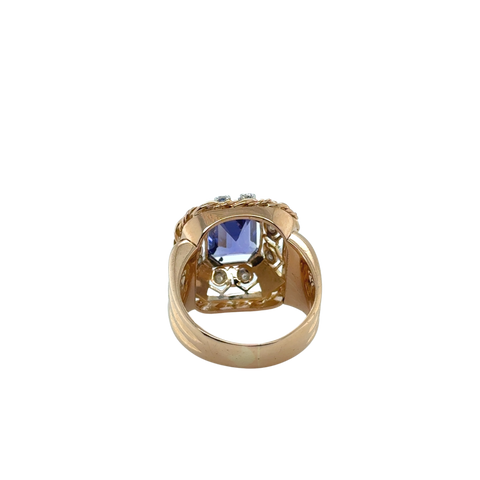 Vintage Ring - Rose Gold - Tanzanite and Diamonds