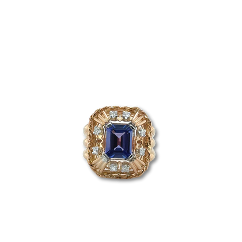 Vintage Ring - Rose Gold - Tanzanite and Diamonds