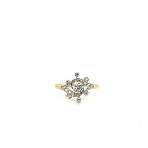 Art Nouveau - Bague deux ors et Diamants