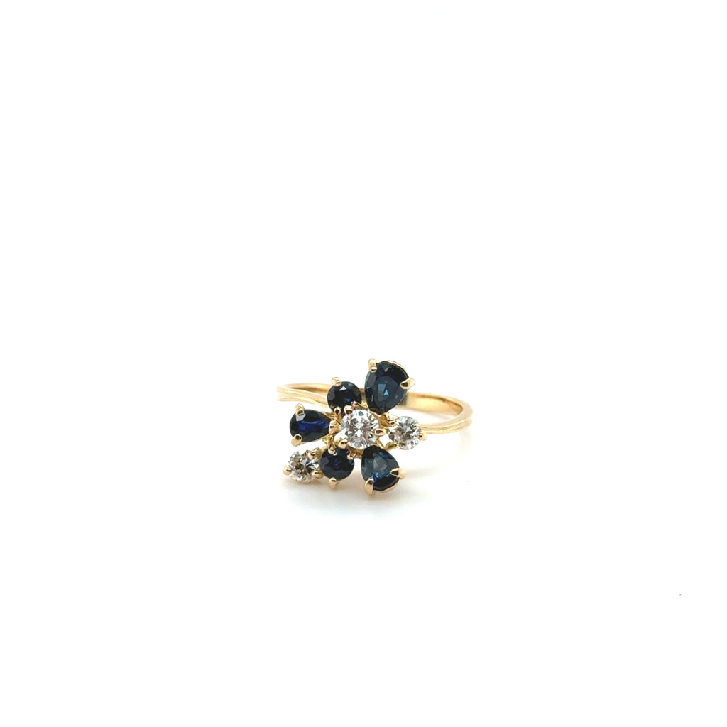 Bague Vintage Or Jaune - Saphirs et Diamants