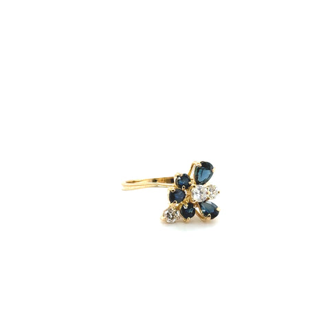 Bague Vintage Or Jaune - Saphirs et Diamants