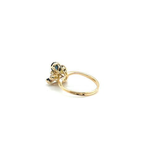 Bague Vintage Or Jaune - Saphirs et Diamants