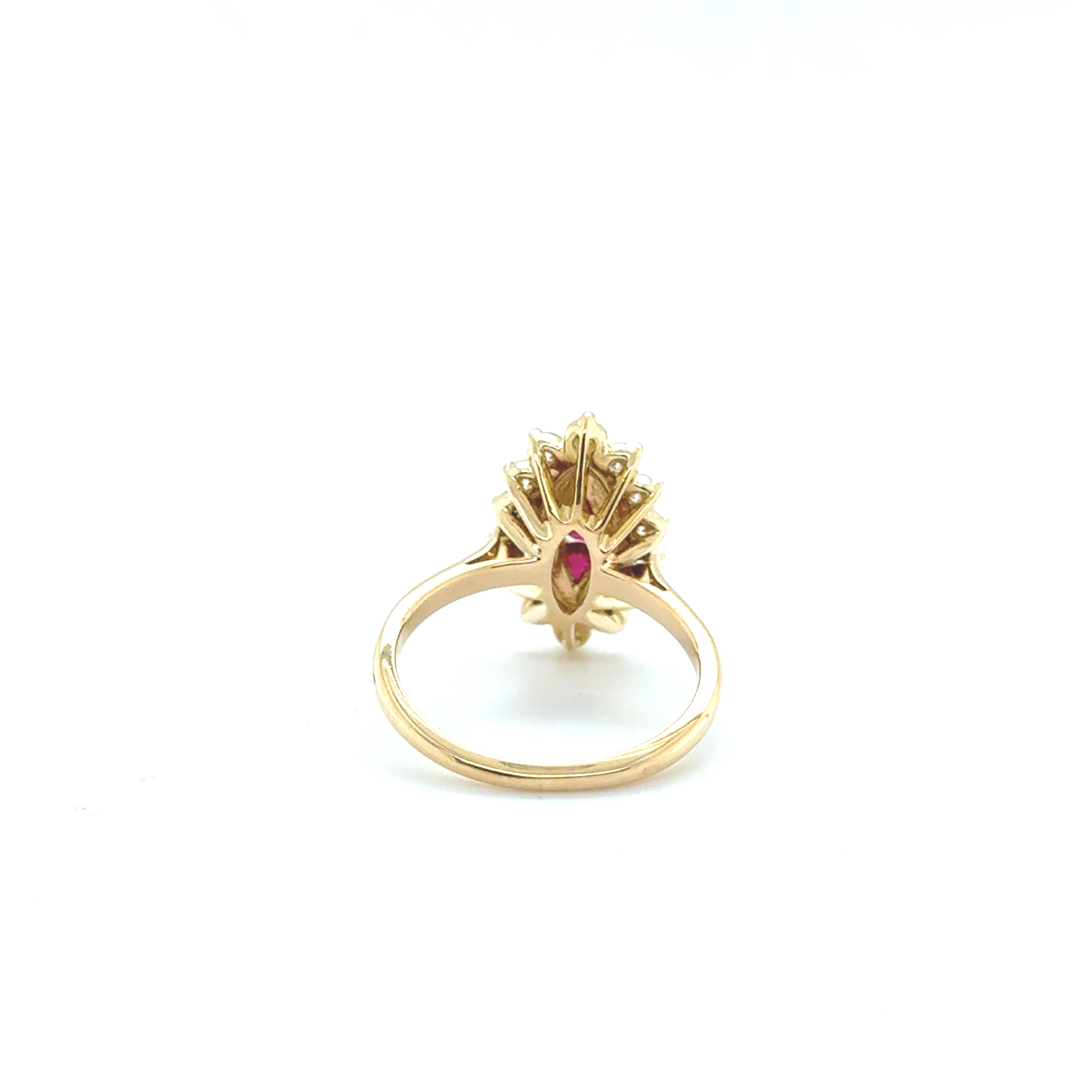 Bague Marquise Or jaune - Rubis et Diamants