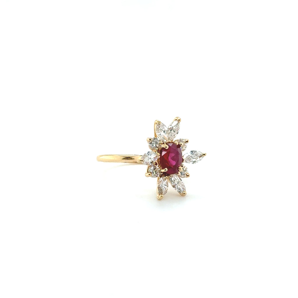 Bague Marguerite Or jaune - Rubis et Diamants