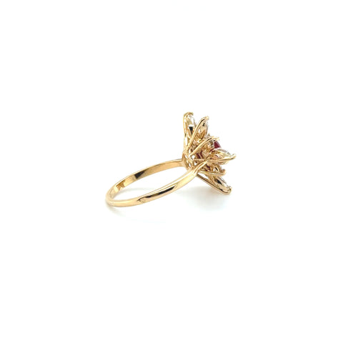 Bague Marguerite Or jaune - Rubis et Diamants