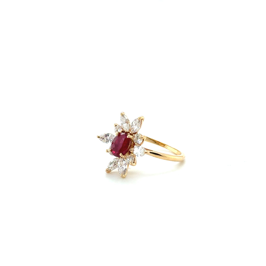 Bague Marguerite Or jaune - Rubis et Diamants