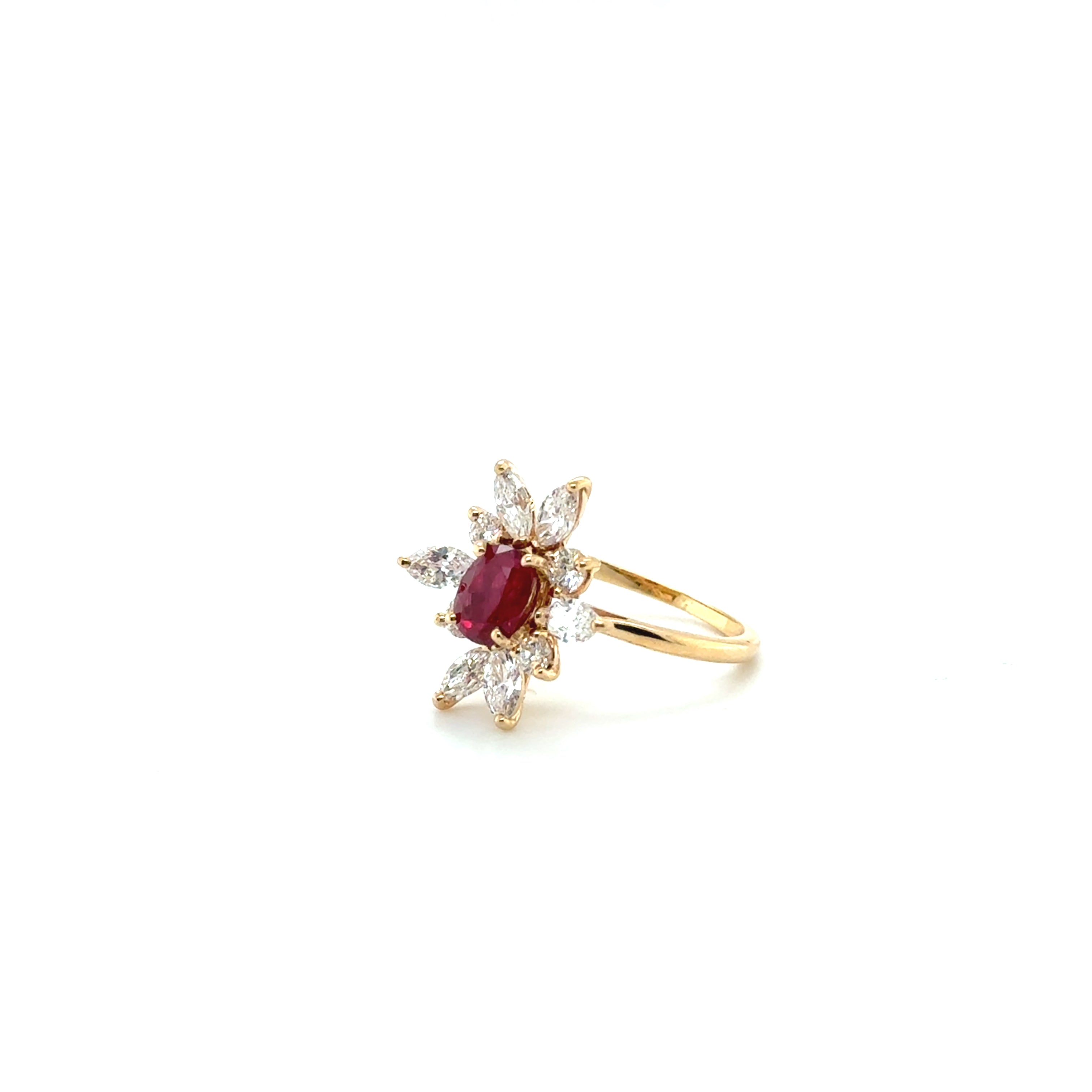 Bague Marguerite Or jaune - Rubis et Diamants
