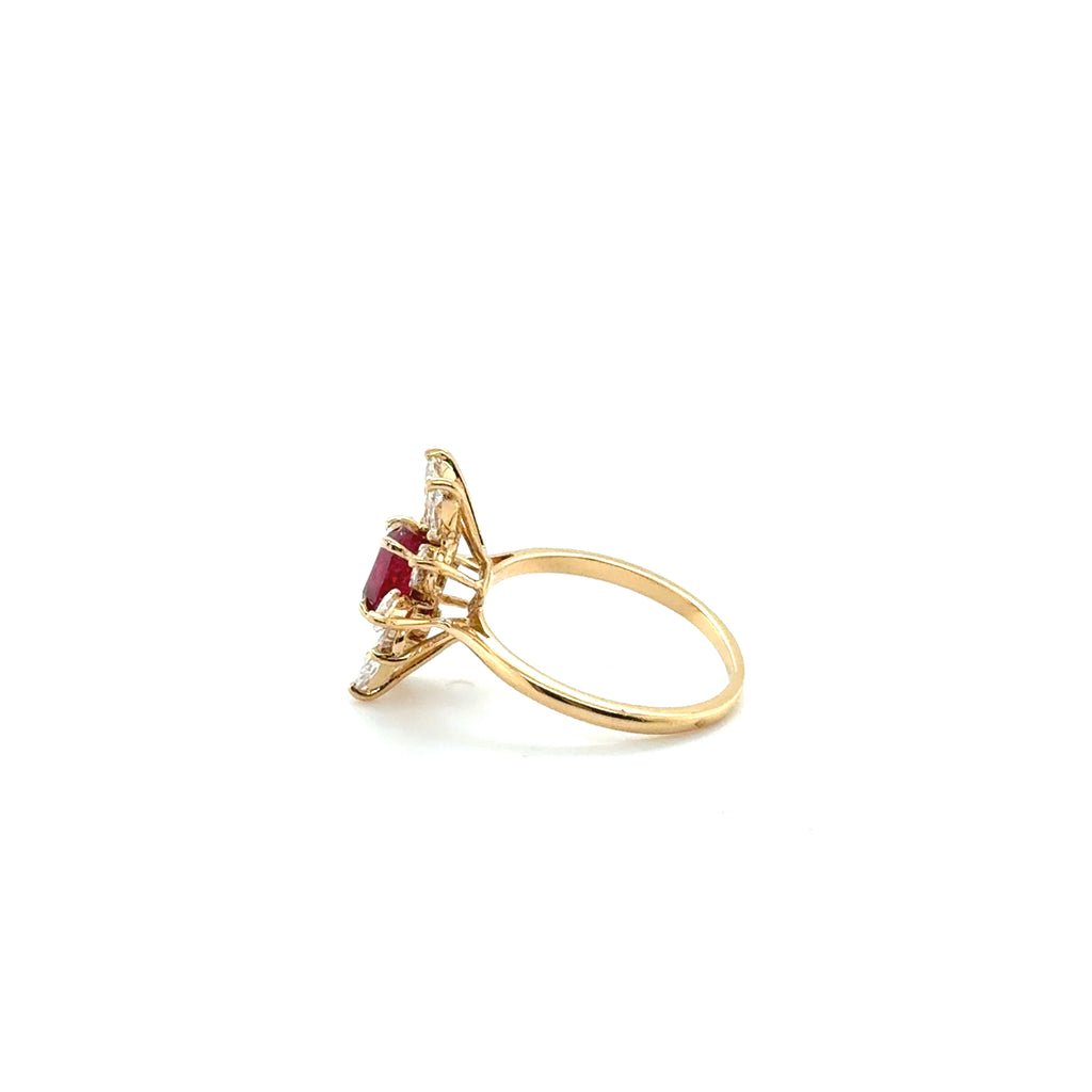 Bague Marguerite Or jaune - Rubis et Diamants