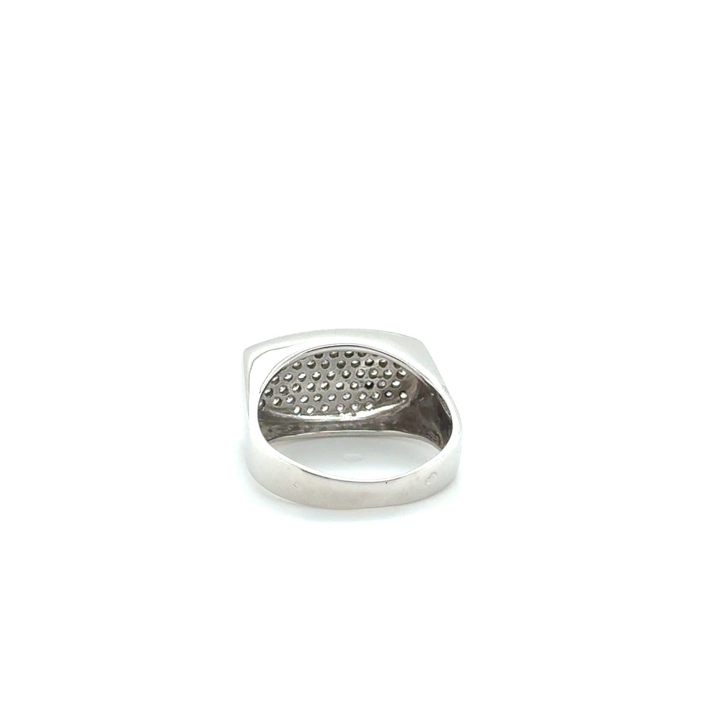 Bague chevalière Or blanc - Diamants