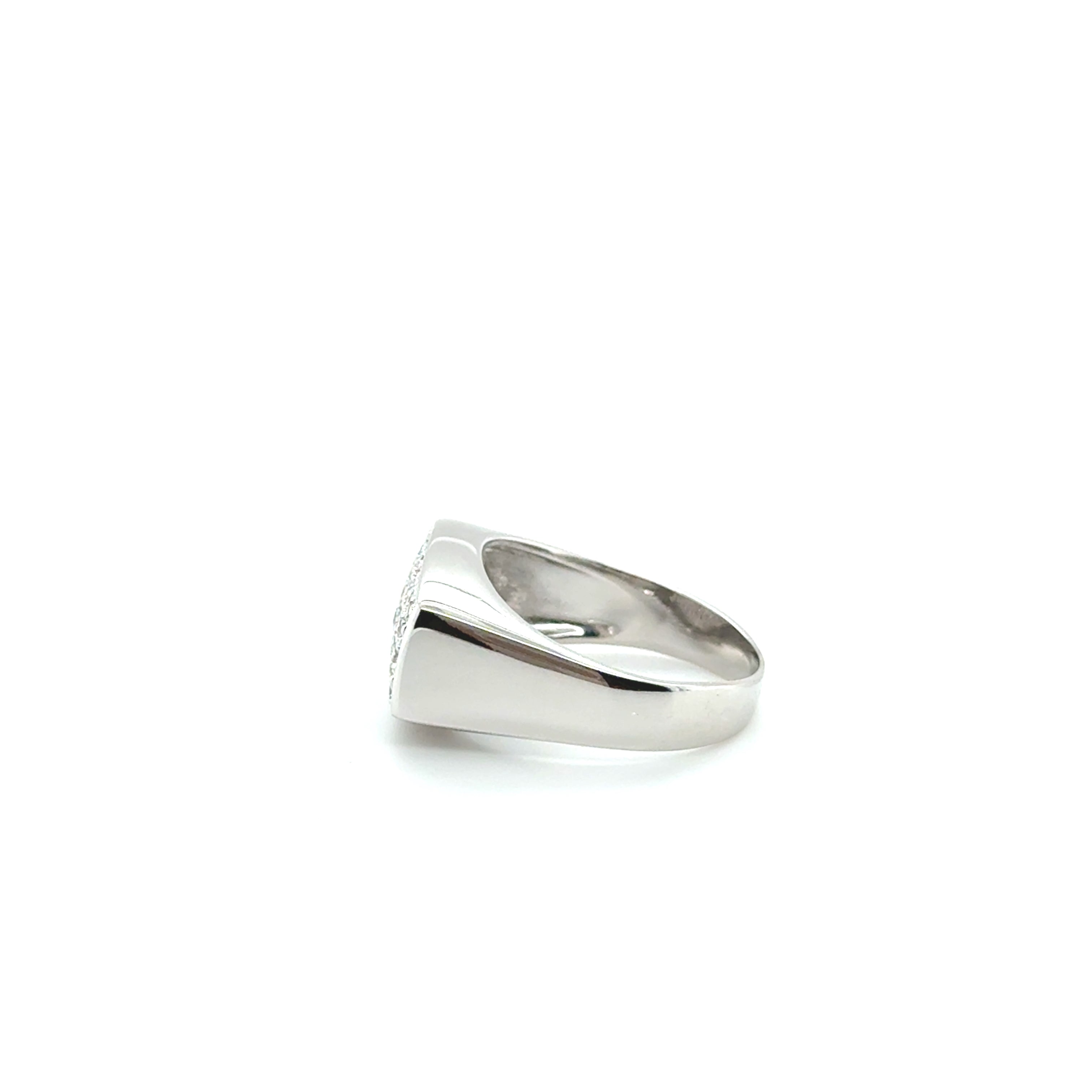 Bague chevalière Or blanc - Diamants