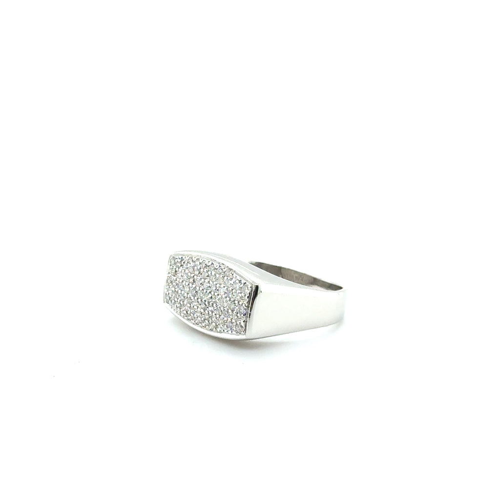 Bague chevalière Or blanc - Diamants