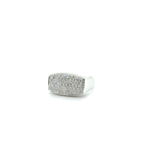 Bague chevalière Or blanc - Diamants