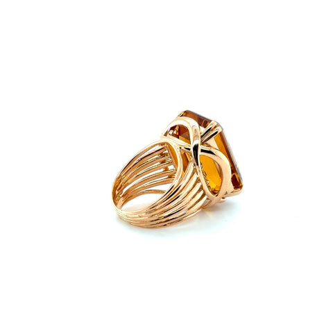 Bague or rose - Quartz fumé