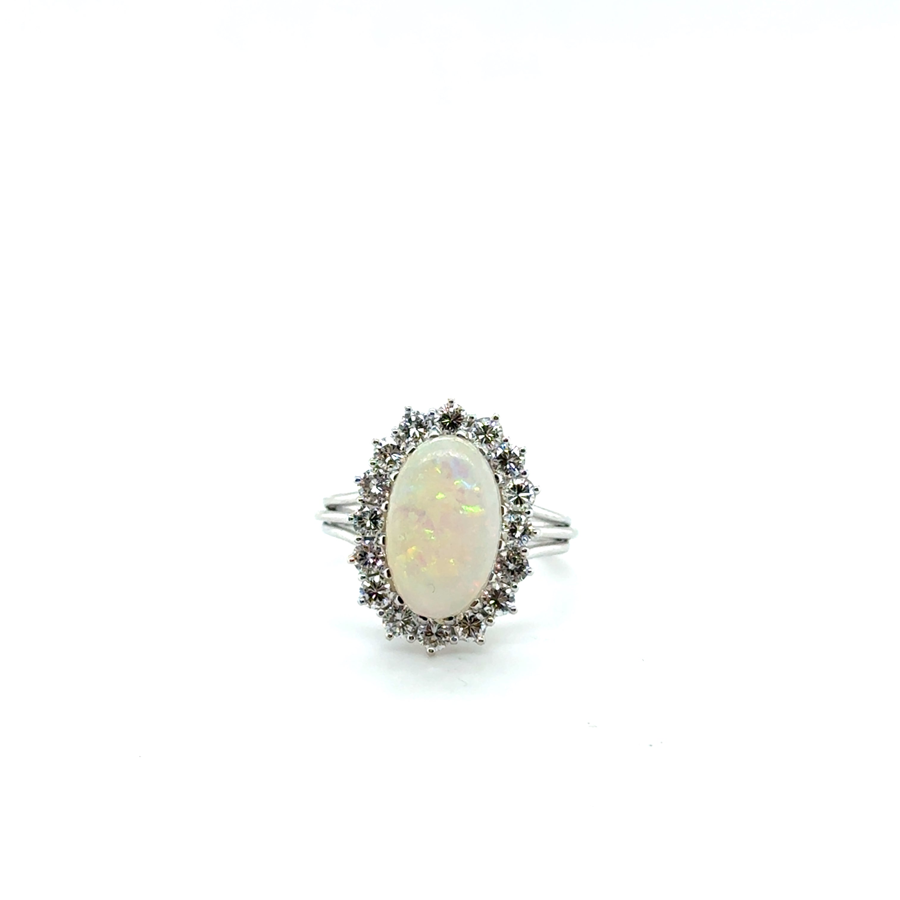 Bague Or blanc - Opale et Diamants